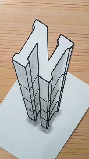 Simple 3d Drawing Letter N /How To Draw Capital Alphabet Easy For Beginners #shorts
