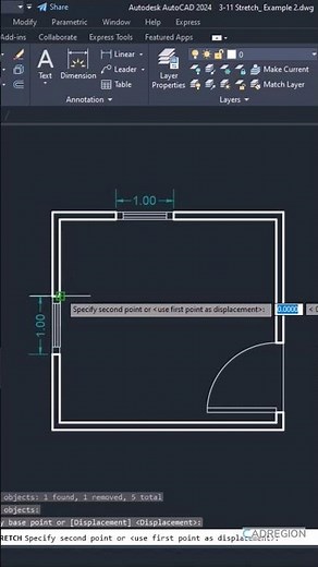 Stretch objects - AutoCAD 2024 Tutorials #autodesk #autocad #design #autocad2024