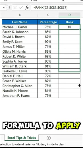 Arrange Students Rank Wise In Excel #excel #exceltips #exceltricks #exceltutorial