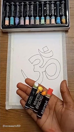 🕉️ Easy Om Drawing with Oil Pastels | Beautiful Gradient Background Art