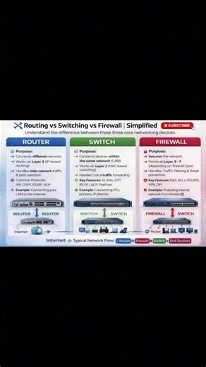 Router vs Switch vs Firewall #networkengineer