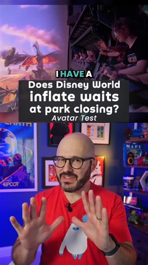 Guide2WDW on Instagram: "⏱️🐉 I tested my theory again: Disney World’s wait times are inflated at park closing, especially at the biggest rides. This time, I put my wait time theory to the test at one of the most notorious lines in all of Disney World: Avatar Flight of Passage. And almost everything that could go wrong, did. Animal Kingdom closed at 7 pm. I got in line at 6:54 with a posted wait of 65 minutes, which is honestly not bad for this ride. I zipped through the outdoor queue and the fi