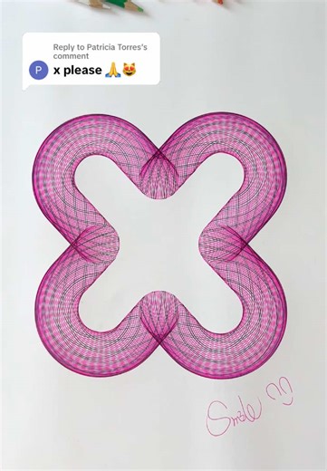 Spirograph Letter X Art in Pink and Black
