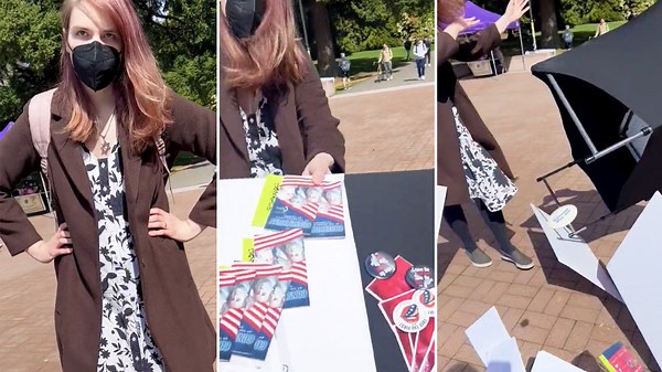 ‘Trans’ activist crashes TPUSA event in Washington, flips table: 'Get the f--- off my campus, you Nazi'