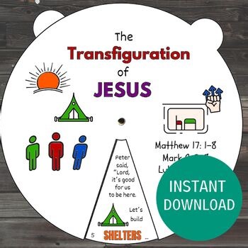 Transfiguration of Jesus Coloring Wheel, Kids Sunday School Craft Activities