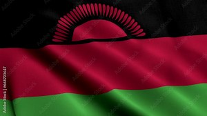 Malawi Flag. Waving Fabric Satin Texture Flag of Malawi 3D illustration. Real Texture Flag of the Republic of Malawi 4K Video