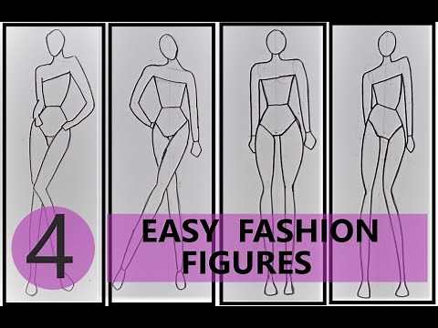 4 easy fashion figures| female croquis tutorial| figure step by step| 9 head tutorial| for beginners