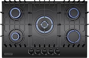 Empava 30" Gas Stove Cooktop LPG/NG Convertible with 5 Italy SABAF Burners Tempered Glass in Black, 30 Inch