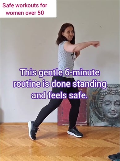 No jumping, easy movements. 6-minute standing workout for beginners over 50.