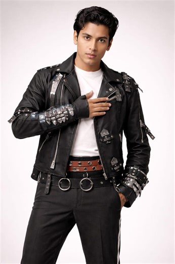 Men’s Black Leather Punk Biker Jacket With Studs & Chains – Gothic Rock Style Jacket - Etsy