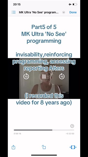 Part 5 of 5 MK Ultra 'No See' programming invisability,reinforcing programming, accessing reporting Alters ( I recorded this video 8 years ago)