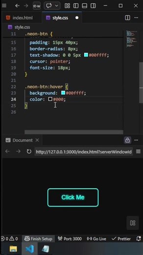 Create Animated Glowing Neon Button with Pure CSS ⚡ #shorts