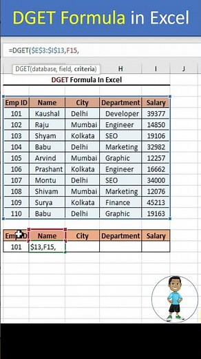 DGET Formula in Excel #excel #exceltips #exceltutorial #msexcel #msexcelfullcourse #microsoftexcel