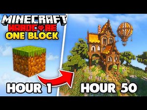 I Survived 50 Hours on ONE BLOCK SKYBLOCK in Minecraft Hardcore!