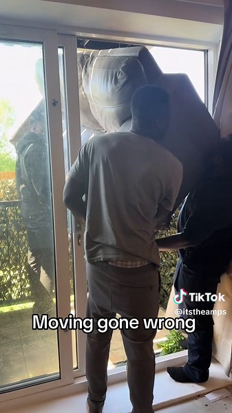 Moving Gone Wrong: Sofa Mishap and Curtain Chaos