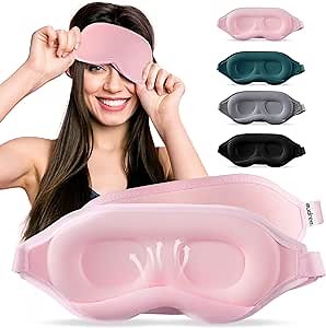 Audree Eye Mask for Sleeping - 3D Contoured 100% Sleep Mask Light Blocking, Sleeping Eye Mask for Women Men, Zero Eye Pressure Night Blindfold, Soft Eye Cover - Pink