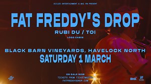 5.2K views · 32 reactions | We interrupt our Euro tour transmission with a reminder that tickets for the Black Barn show are on sale now. Returning to the amphitheatre with a view on Sat 1 March, with our friends Rubi Du, TOI & MC Slave's LOGG CABIN bro. SLO MO scorcher vibes in the vineyard. Tickets https://tinyurl.com/yj8dy66v | Fat Freddy's Drop | Facebook