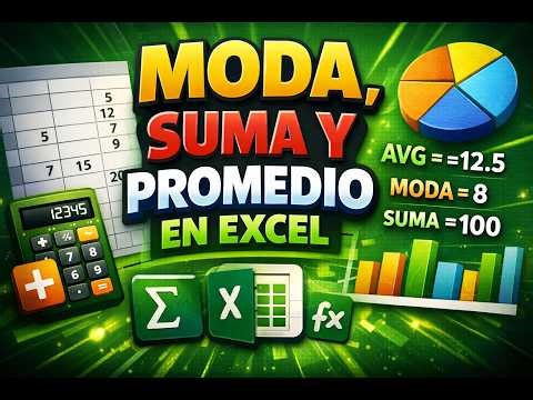 Función moda, suma y promedio en Excel
