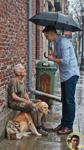 He Gave His Only Umbrella… Then the Dog Did THIS in the Rain 🥺 #kindness