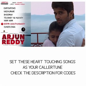 25K views · 386 reactions | Listen To Heart Touching  Songs from #ArjunReddy Movie and Set your Favorite song as your Caller Tune Here ;) Listen & Enjoy #ArjunReddy Jukebox Here ►https://goo.gl/Z97YMH Set your #CallerTune Here ► https://goo.gl/xEYSgF Vijay Deverakonda | Sandeep Reddy Vanga | Radhan ( Music Director ) | | Aditya Music | Facebook