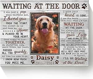 Dog Memorial Gifts - Waiting At The Door Canvas Frames For Pictures Gift Pet Loss Of Bereavement Sympathy