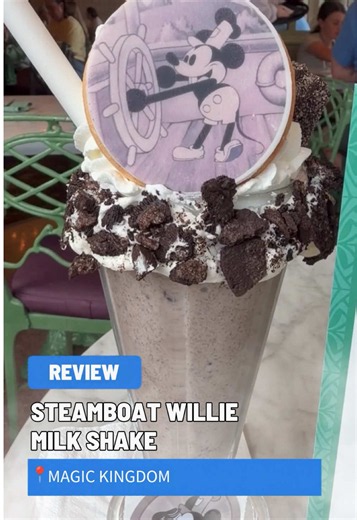 🚢🍪 Steamboat Willie is serving up some serious cookies & cream! The new Steamboat Willie Milk Shake has arrived at The Plaza Restaurant in Magic Kingdom, topped with cookies & cream churros, whipped cream, a sugar cookie, and a cherry. But does this nostalgic treat deliver on flavor, or is it all looks? Would you try it? 👀 Read our full review and visit wdwnt.com for more Disney Parks news and reviews! #MagicKingdom #DisneyFood #DisneyWorld #steamboatwillie