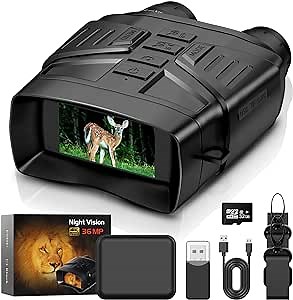 Night Vision Goggles 4K FHD Binoculars Infrared Scope, 3'' Large Screen Digital Infrared NightVision 984 feet Long Distance for Hunting in 100% Darkness, with 32GB Memory Card Photo and Video Storage