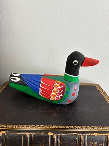 Hand-painted Wooden Duck Folk Art Figurine – Colorful Vintage Decor - Etsy