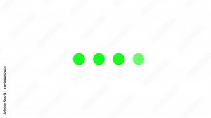 Animated 4 dots blinking loading Ellipsis. Waiting process. 4k video footage with alpha channel transparency. Website loader.