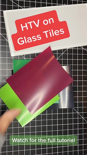 HTV on Glass Tiles!! Yes you can 🤯 #htv #cricut #silhouettecameo #fyp #foryoupage #tutorial #craftingeek