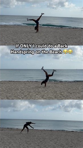 If only I could do a Back Handspring on the Beach 😅😭🏝️ #backhandspring #beach #tumbling