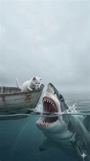 Shark attacked on cute kitten| Father saved him| #shorts #cat #meow #bilibili #viral