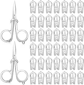 Chumia 50 Pcs Stainless Steel Small Folding Scissors Portable Mini Travel Foldable Pocket Scissors for Craft Office School Outdoors Home Camping Hanging