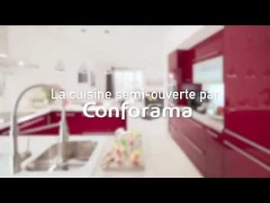 La cuisine semi-ouverte Reno rouge - Conforama