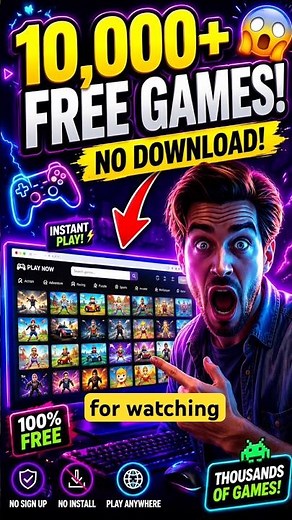 This FREE Gaming Website Has 10,000+ Games… No Download Needed! 🤯🎮 #shorts #viral #tech #fyp