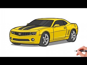 How to draw a CHEVROLET CAMARO 2007 / drawing chevy camaro transformer bumblebee car step by step
