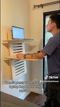 WallStand Standing Desk (Review) Space saving & height adjustable! Hand crafted by DeskStand.com