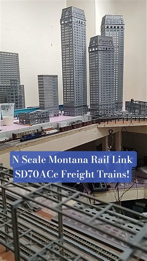 N Scale Montana Rail Link SD70ACe Freight Trains Run Around the City!