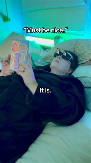 That reader life tho. ✅ comfy robe ✅ lazy reading glasses ✅ full ebook library at my fingertips | Rachel Skye