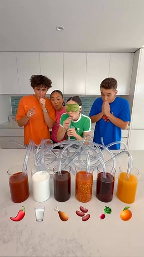 BLINDFOLDED TASTE TEST! 😩 #challenge #game #funny @James & Jasmin x @Cadel and Mia | Double.Date
