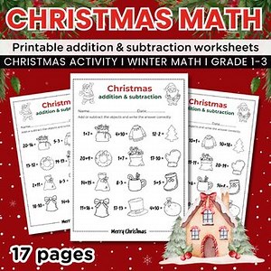 Christmas Math Worksheets Addition & Subtraction Worksheets, 1–2 Digit Practice