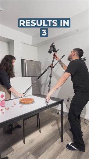 Future Side Content | Food video production on Instagram: "When simplicity meets creativity. How do you create movement that catches the eye—without fancy gear? Here’s how we did it: 1️⃣ We started with a classic top-down shot of this pie. Clean, but not quite dynamic. 2️⃣ Then, we asked: What if we could make the camera move in a way that feels engaging? 3️⃣ Enter the tripod tilt. By slowly lowering the tripod, we transformed a static shot into a cinematic moment, revealing the pie and the bran