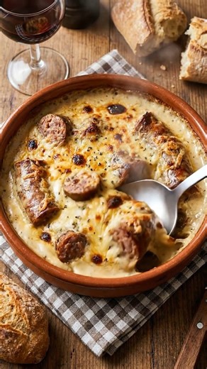 Andouillette gratinée à la crème et au fromage 📝 Ingrédients (pour 4 personnes) 4 andouillettes (idéalement de Troyes ou nature) 20 cl de crème fraîche épaisse (30 % MG) 100 à 150 g de fromage râpé (Comté, Emmental ou Gruyère) 1 échalote (facultatif mais recommandé) 10 g de beurre 1 c. à soupe de moutarde (facultatif) Sel (léger) et poivre noir Un peu de persil frais (optionnel) 🔪 Préparation Préchauffage Préchauffez le four à 200 °C (chaleur tournante si possible). Pré-cuisson des andouillett