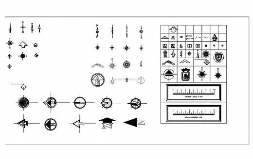 Simbolos Norte, Bloque de AutoCAD - Planos CAD Gratis