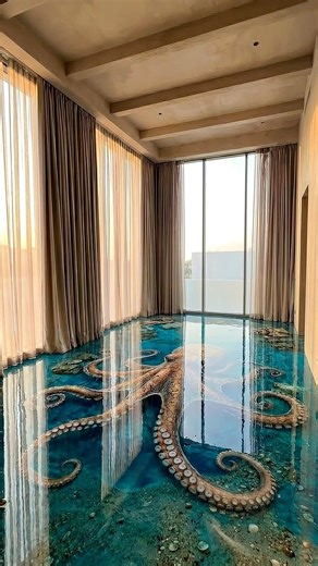 3D Octopus Epoxy Floor Reveal 🐙 This Floor Looks Alive! #epoxyfloor #oddlysatisfying #resinfloor