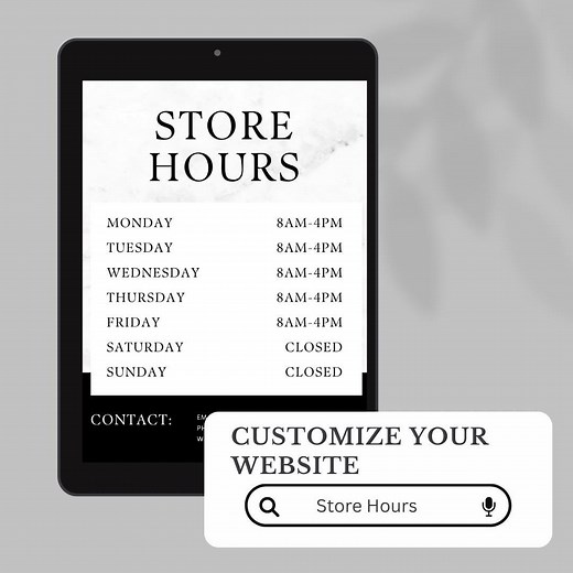 Editable Store and Company Hours Sign | Customizable Business Hours Template | Instant Download Digital File | Canva Editable - Etsy
