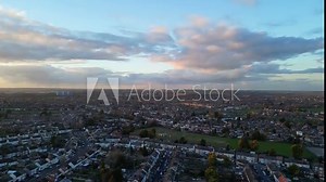 Drone is Flying at a High Altitude over Luton City of England During Sunset Time, Luton, England UK. Feb 24th, 2024