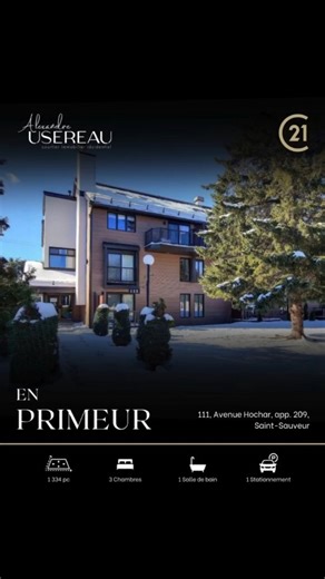 Alexandre Usereau on Instagram: "EN PRIMEUR ✨ 📍 111, Avenue Hochar, app. 209, Saint-Sauveur 🏡 Superbe condo clé en main sur trois niveaux, d’environ 1 300 pc, rénové en 2021 avec des matériaux de qualité ☀️ Plafond cathédrale avec poutres apparentes, foyer au bois et fenestration généreuse offrant une belle luminosité et une vue partielle sur les pentes 🛏 Offre 2 chambres + mezzanine polyvalente pouvant servir de chambre additionnelle, bureau ou salle familiale 🏢 Immeuble bien entretenu, tra