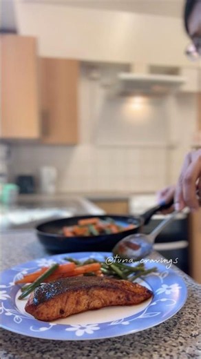 Pan seared Salmon with Sautéed veg Masala.#salmonrecipe #reels #cookingwithlove #fishtime. Recipe👇