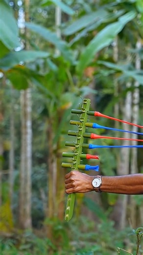 Bamboo Bow & Arrow Shooting 🎉 Traditional Archery Shot 👍 #craft #outdoors #skills